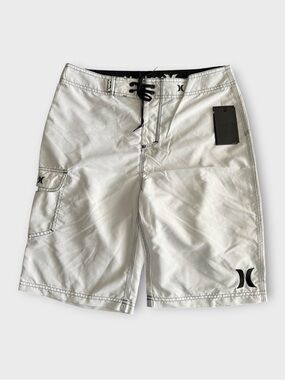 Hurley Men’s White Board Shorts with Black Accents